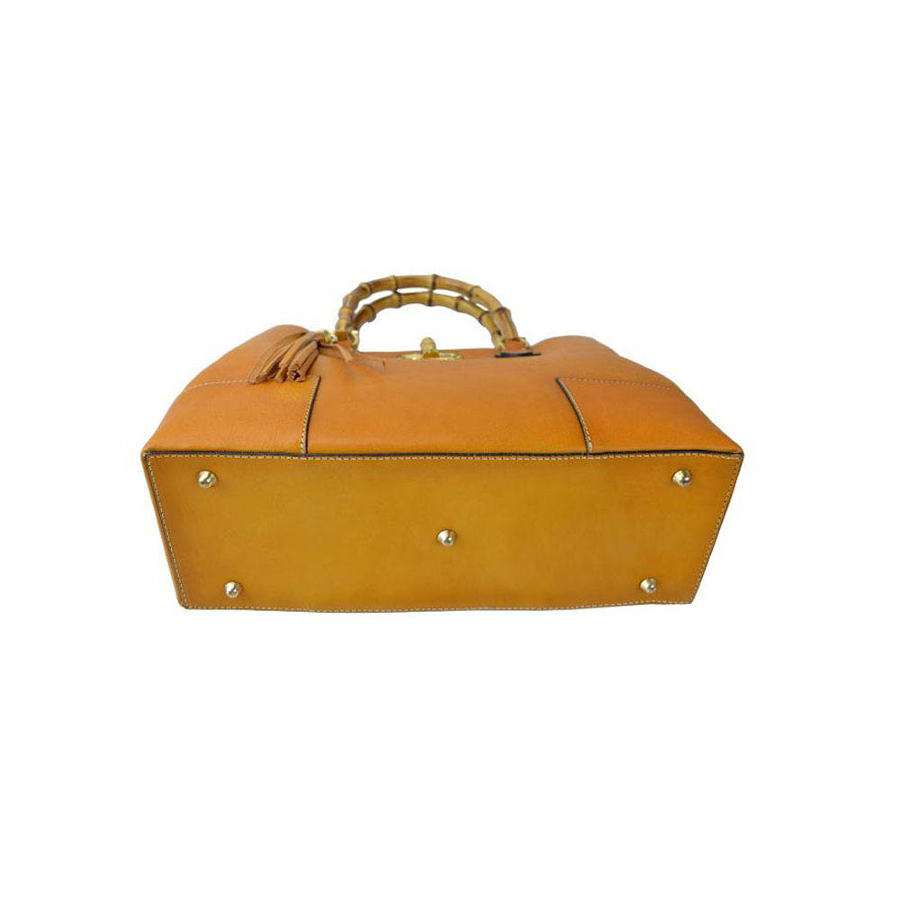 Pratesi Bambu Aged Leather Tote Handbag