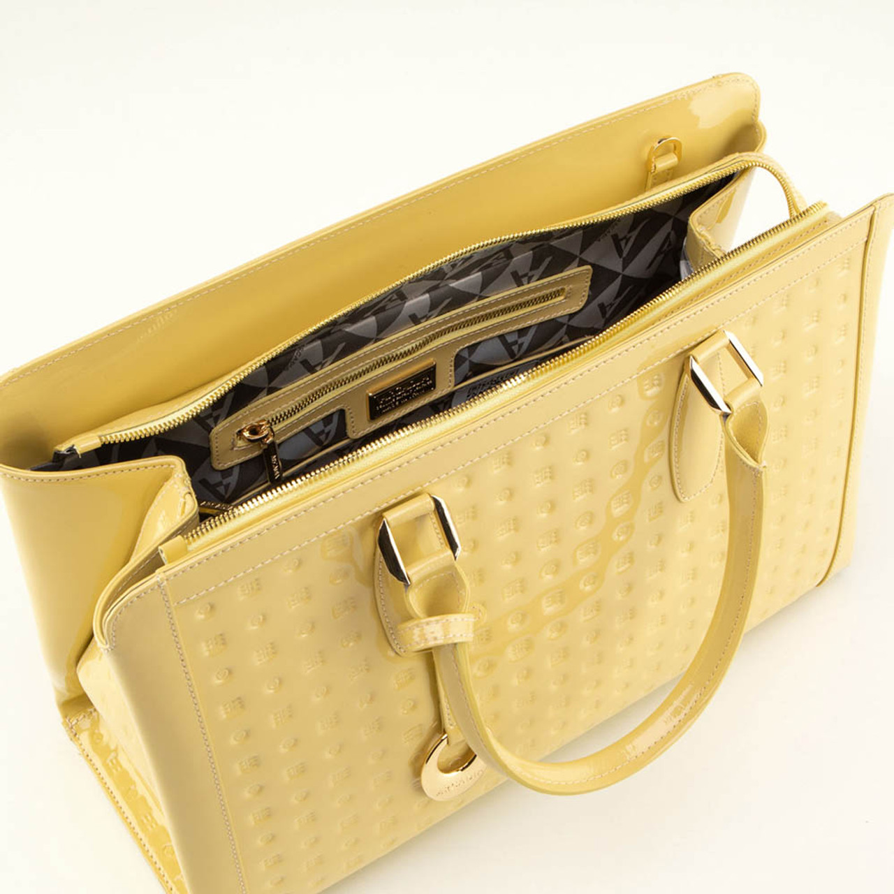 Arcadia Business Italian Patent Leather Grab Tote Handbag