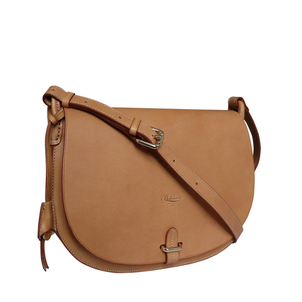 Boldrini Eva Italian Leather Cross Body Large Saddle Style Bag Tan