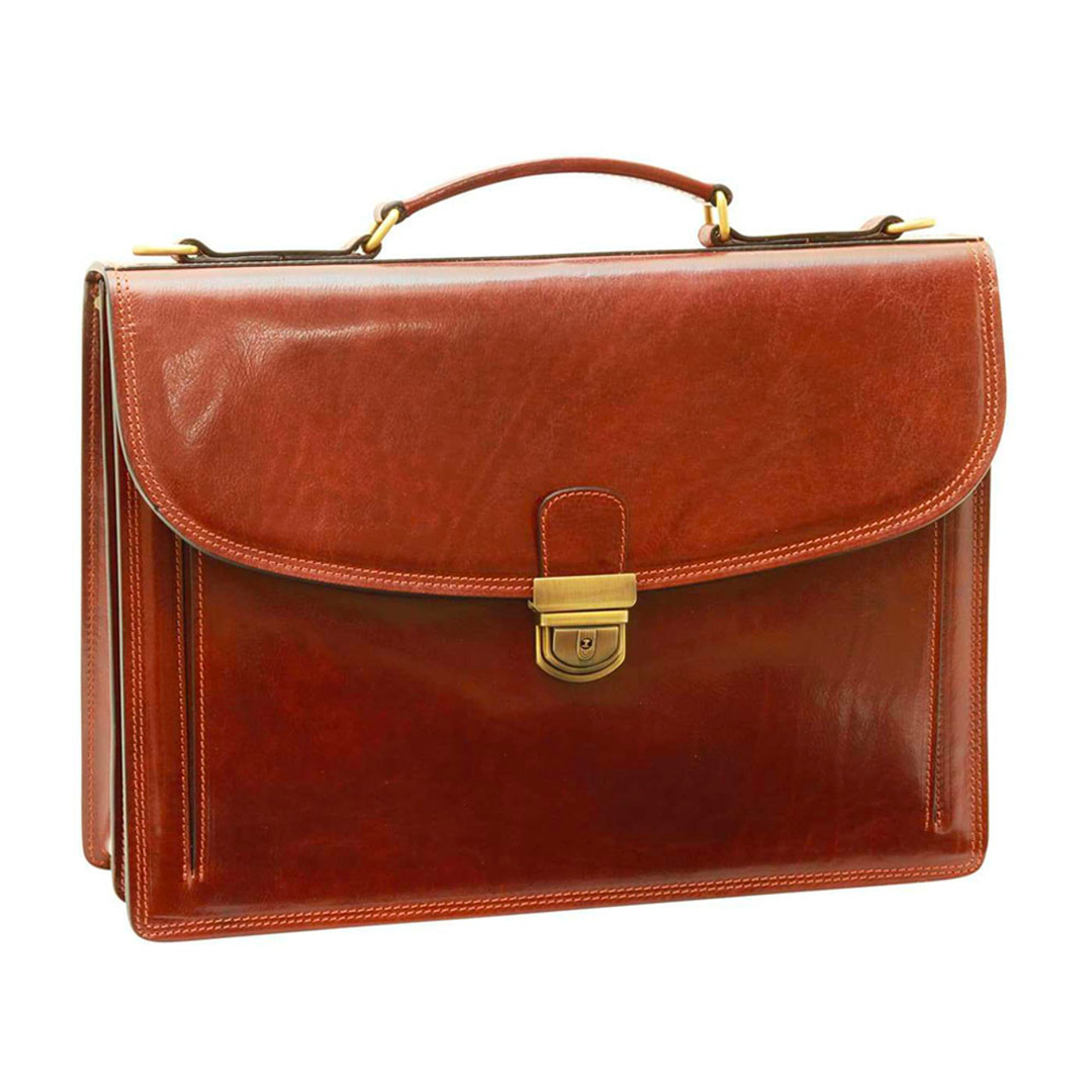 Old Angler Classic 3 Section Leather Briefcase