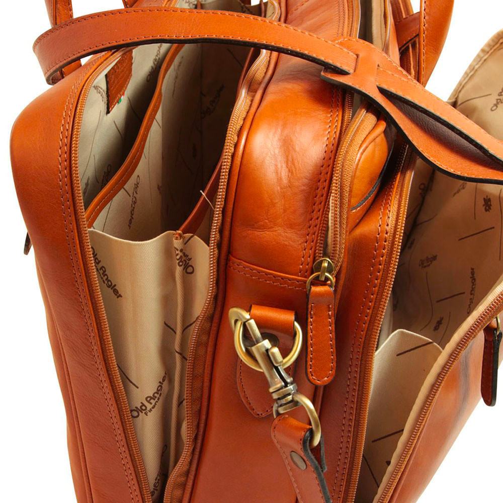 【新品未使用】anytee Vintage Leather Bag Old Angler Exclusiva 3 Section Leather Laptop Bag
