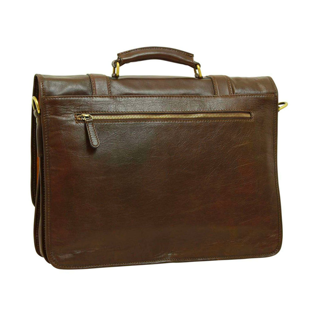 Old Angler Leather Flap Over Briefcase