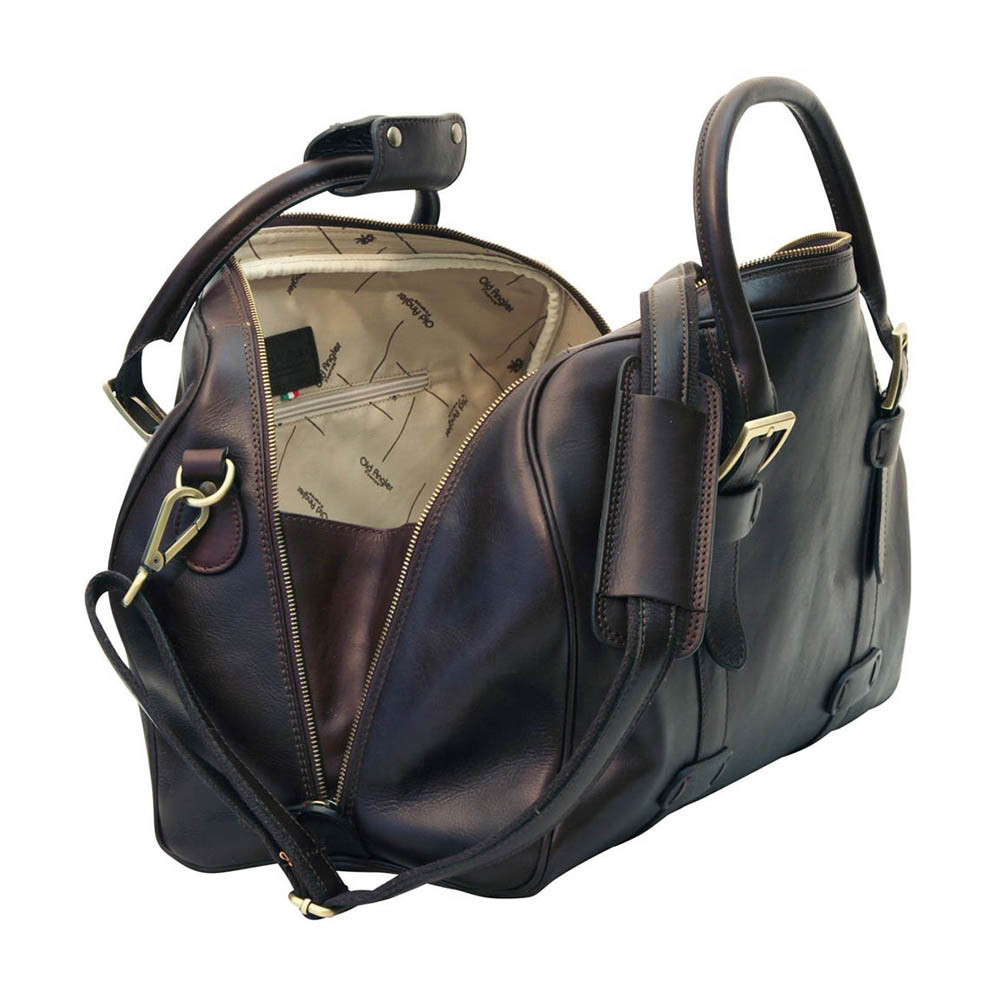 Old Angler Buckle Italian Leather Holdall Travel Bag