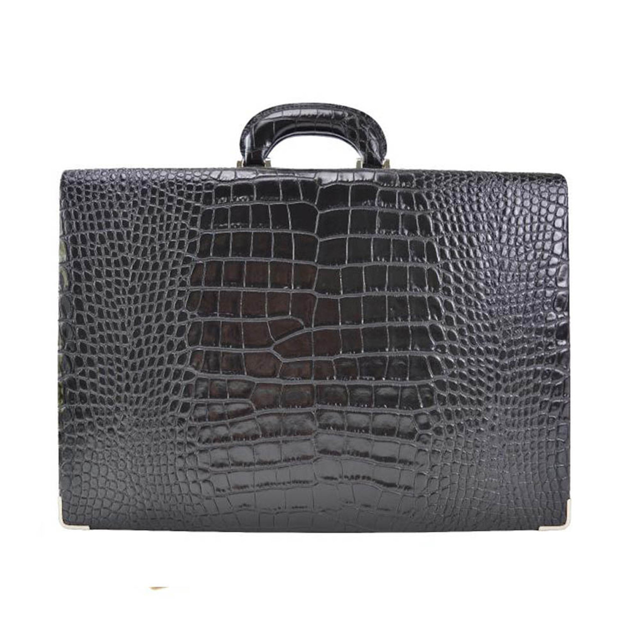 Large Alligator Leather Business Trip Briefcase for Men