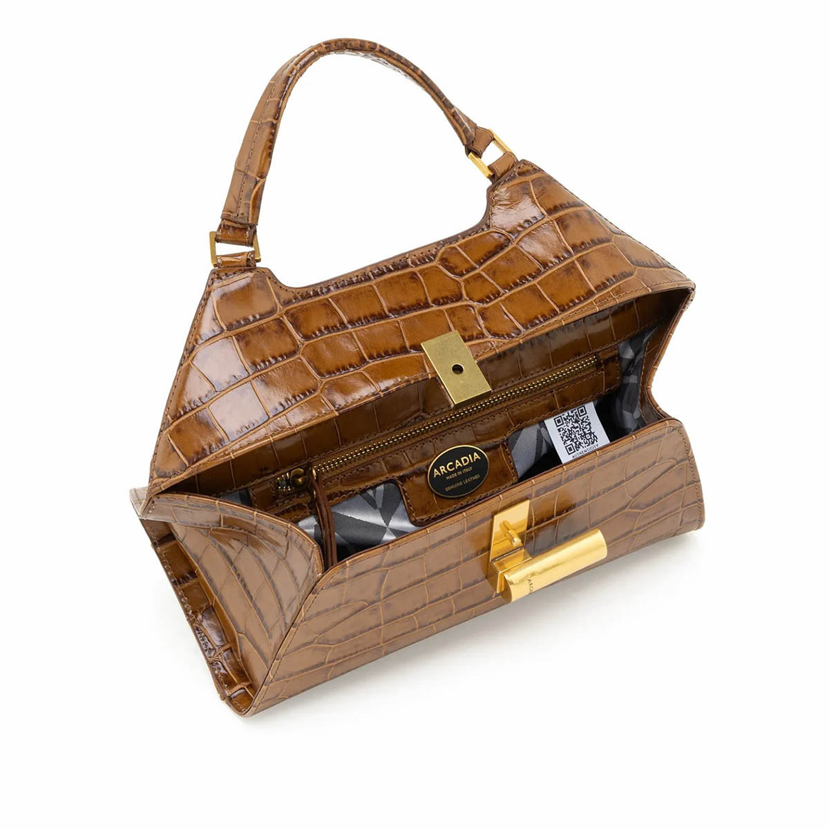 Arcadia Emma22 Croc Print Leather Medium Handbag