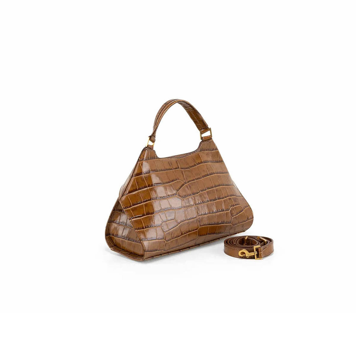 Arcadia Emma22 Croc Print Leather Medium Handbag