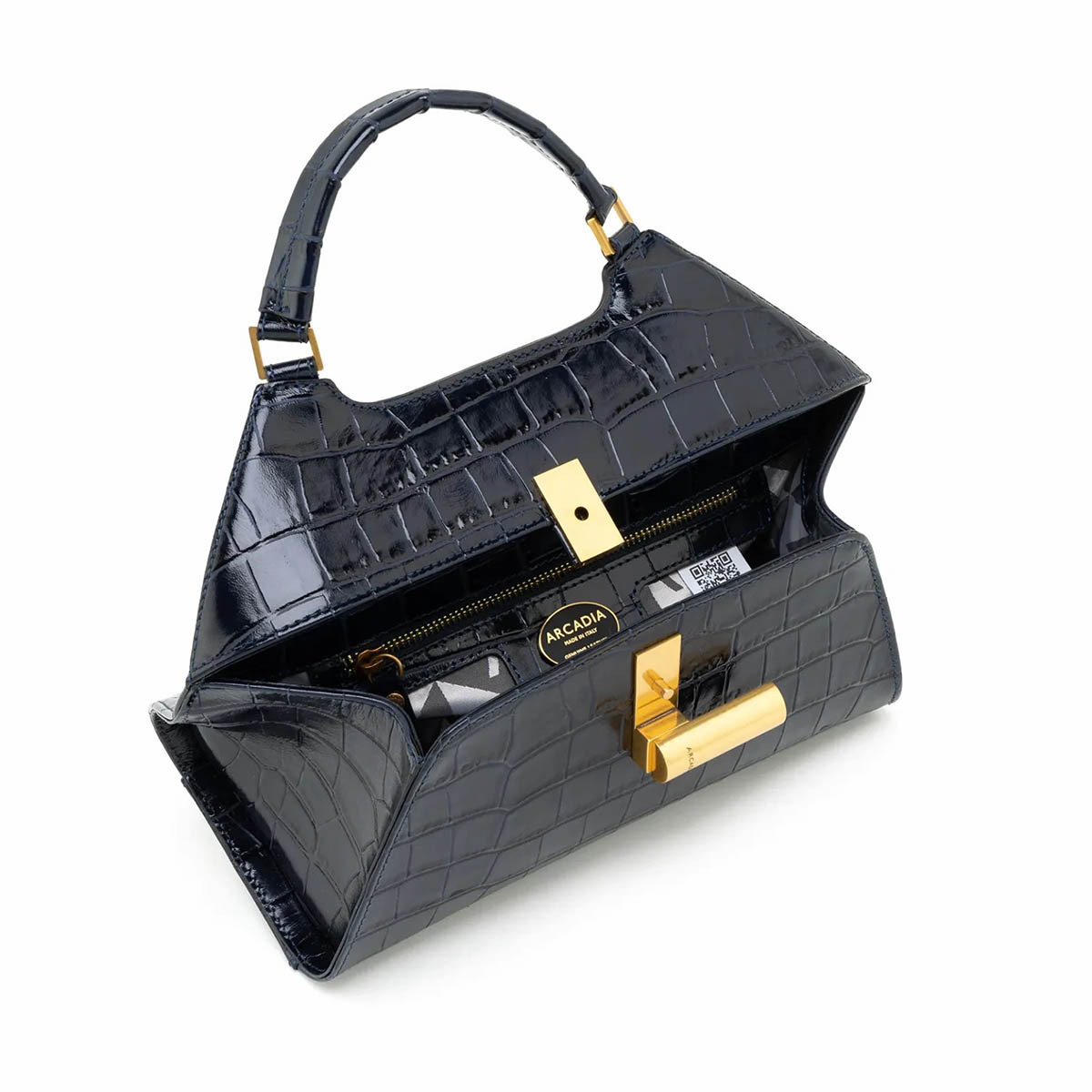 Arcadia Emma22 Croc Print Leather Medium Handbag