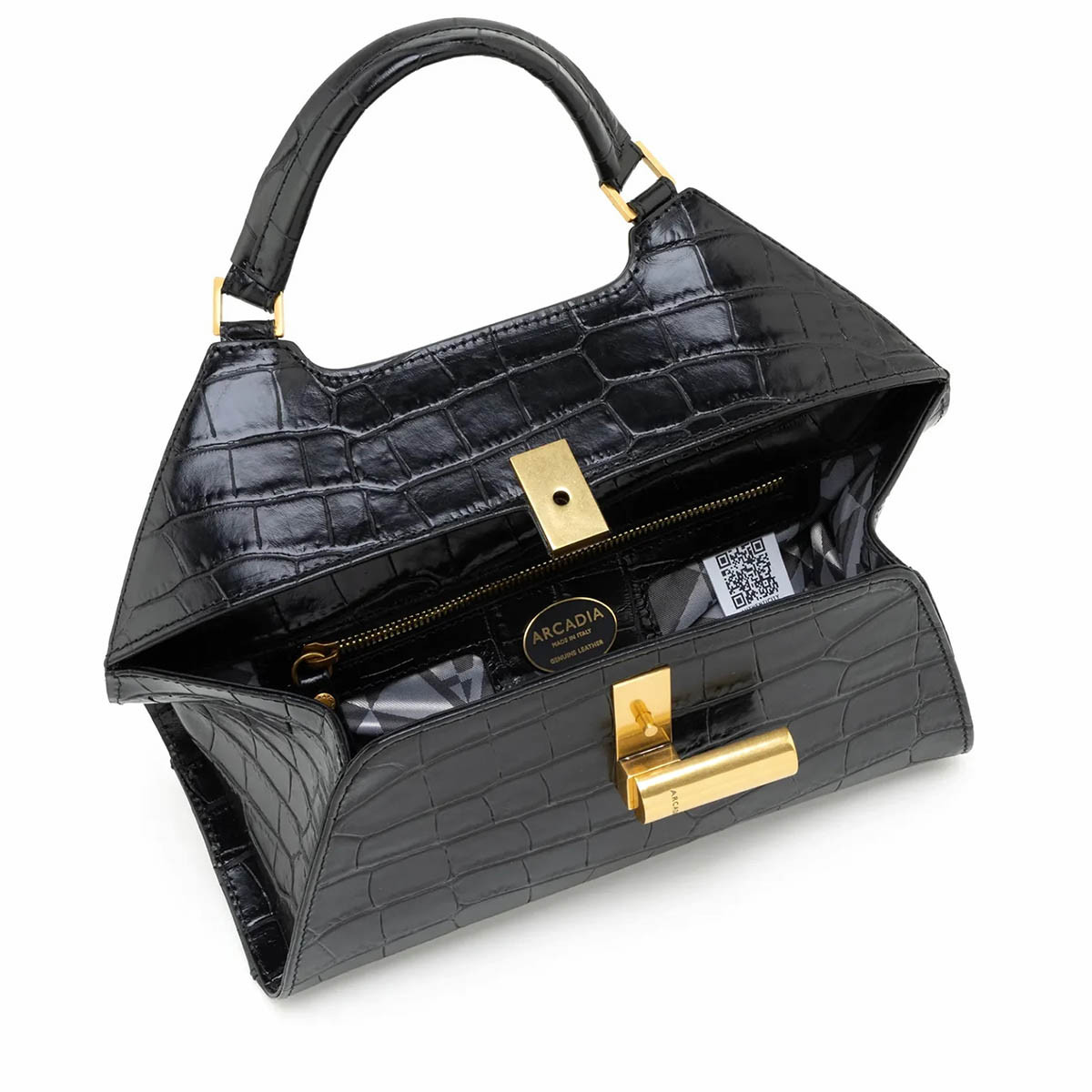 Arcadia Emma22 Croc Print Leather Medium Handbag