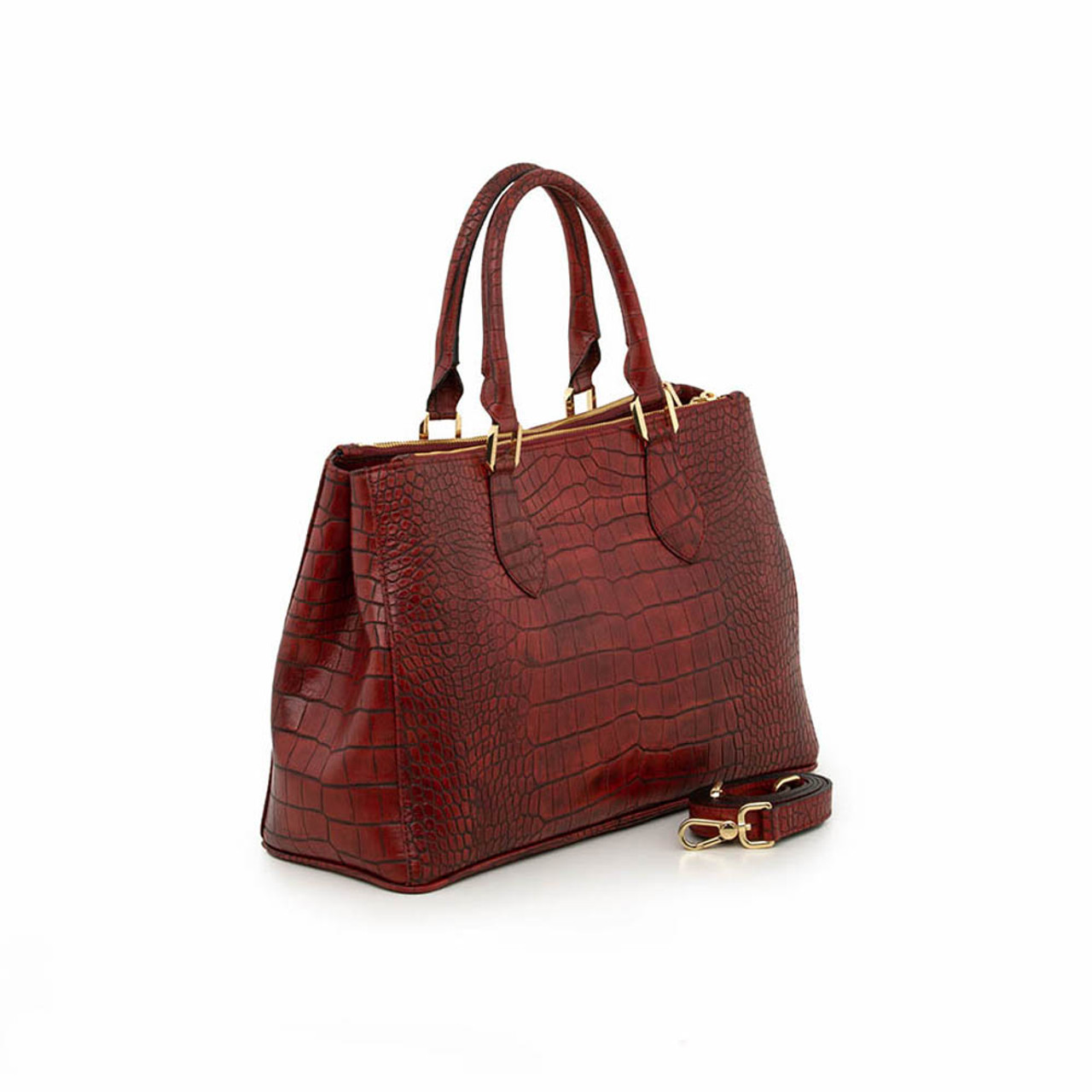 Arcadia Valeria Large Croc Print Leather Tote