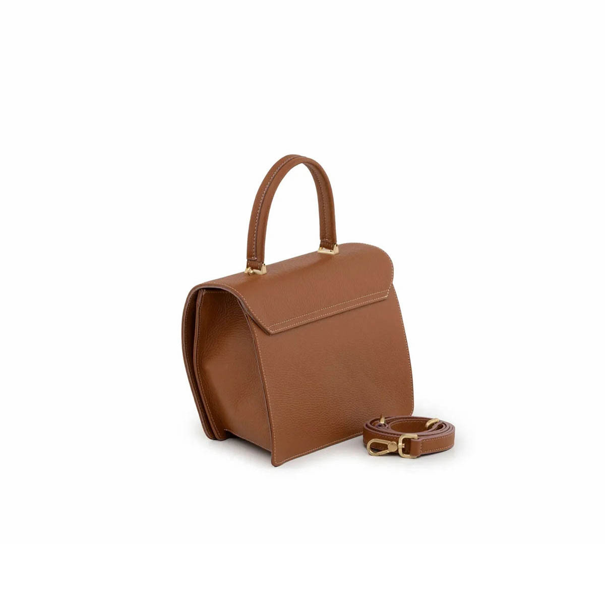 Arcadia Trapeze Pebble Leather Grab Handbag