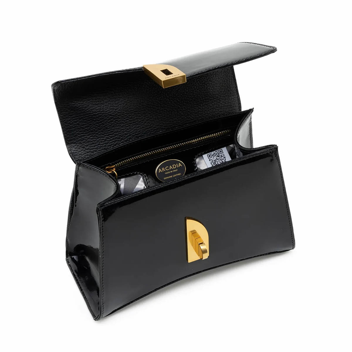 Arcadia Arco Medium Smooth Patent Leather Grab Bag