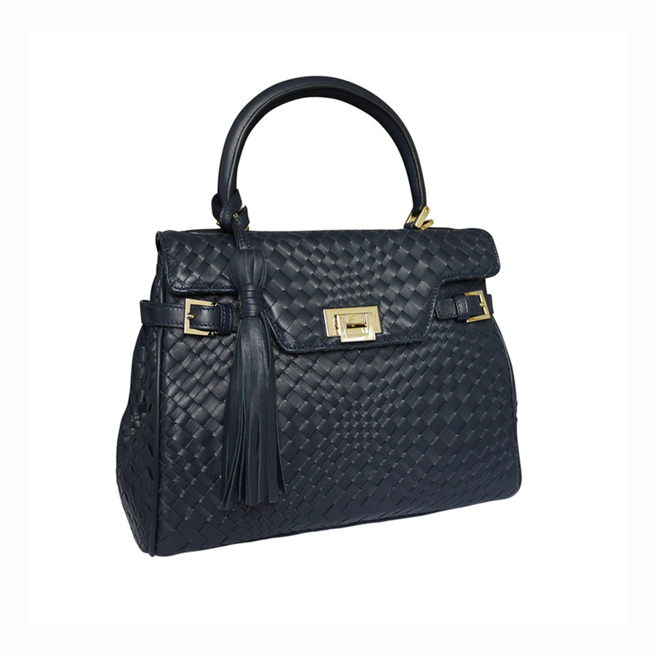 Fontanelli Lisetta Designer Woven Leather Grab Handbag