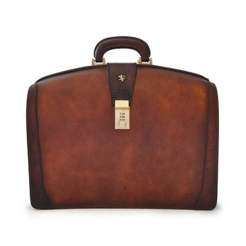 Pratesi Brunelleschi Aged Leather Briefcase - Dark Brown