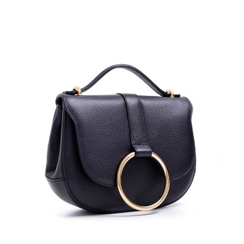 Carbotti Italian Bella designer Leather Metal Ring Grab Handbag - Pink ...