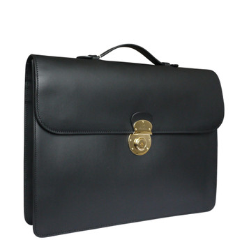 Boldrini Italian Designer Leather Laptop Briefcase - Navy - Attavanti