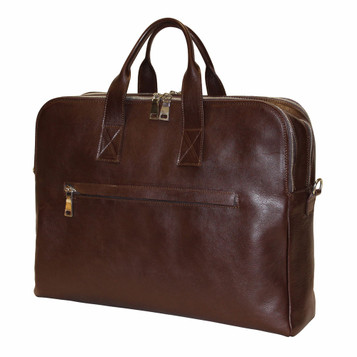 Terrida Italian Leather 3 Compartment Business Bag - Dark Brown