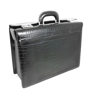 Chiarugi Top Zip Italian Medium Leather Briefcase - Black - Attavanti