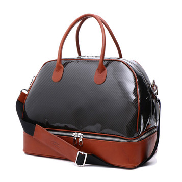 Terrida Carbon Italian Leather Zip Base Travel Bag - Tan