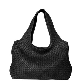 Paolo Masi Sara Woven Washed Italian Large Leather Hobo Bucket Bag