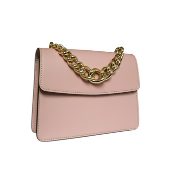 Stefano Turco Anna Leather Grab Chain Handbag - Pink