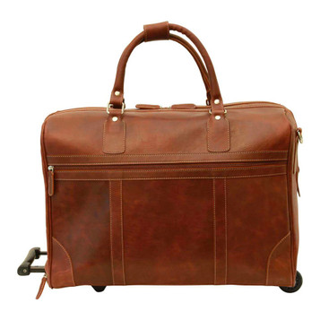 Old Angler Large Italian Leather Holdall Trolley Bag