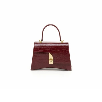 Arcadia Arco Croc Print Leather Grab Bag