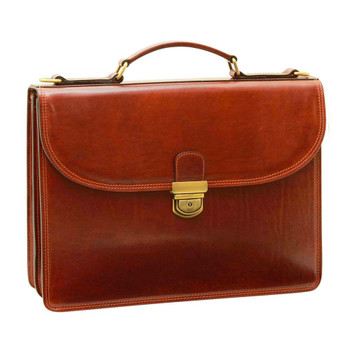 Old Angler Slim Leather Business Briefcase