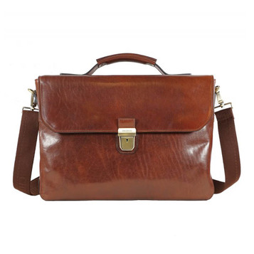 Chiarugi Italian Leather Single Compartment Laptop Briefcase