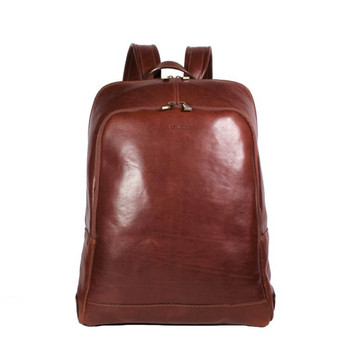 Chiarugi Italian Leather Classic 2 Section Large Laptop Backpack