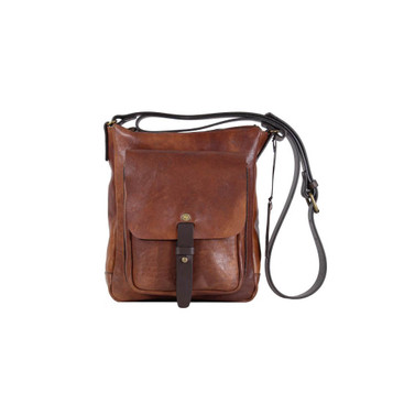 Chiarugi Italian Leather Front Pocket Satchel Crossbody Bag 
