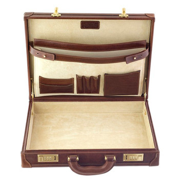 Chiarugi Italian Ladies Leather Briefcase Bag - Brown - Attavanti