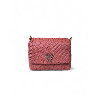 Ghibli Woven Leather Compact Flap Over Shoulder Handbag