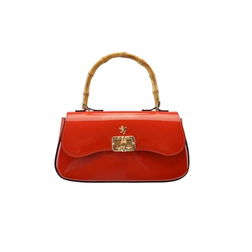 Pratesi Antella Italian Patent Leather Bambu Grab Bag