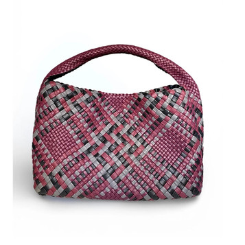 Ghibli Woven Italian Mix Leather Hobo Bucket Bag