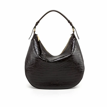 Arcadia Iole Croc Print Leather Large Hobo Shoulder Bag
