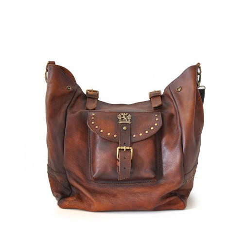 Pratesi Aged Leather Tala Bucket Hobo Handbag