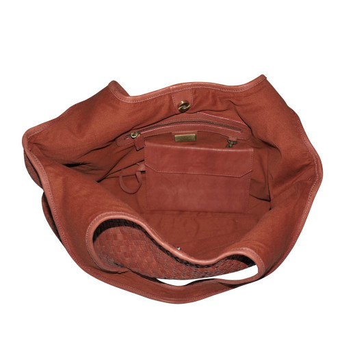 Paolo Masi Sara Woven Washed Italian Large Leather Hobo Bucket Bag ...