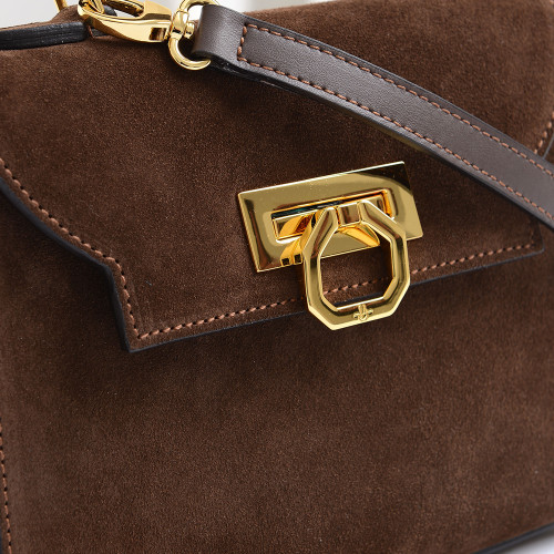 Carbotti Erika Italian designer Leather Suede Bamboo Grab Handbag
