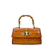 Pratesi Luci Italian Croc Leather Bambu Baguette Grab Bag - Tan