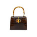 Pratesi Luci Italian Croc Printed Leather Bamboo Grab Bag