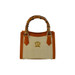 Pratesi Capri Italian Raffia And Leather Bamboo Grab Bag