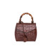 Buti Minny Mini Croc Print Leather Bamboo Grab Handbag - Brown