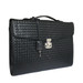 Fontanelli Aristea Designer Woven Leather Slim Business Briefcase - Black