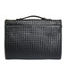 Fontanelli Aristea Designer Woven Leather Slim Business Briefcase - Black