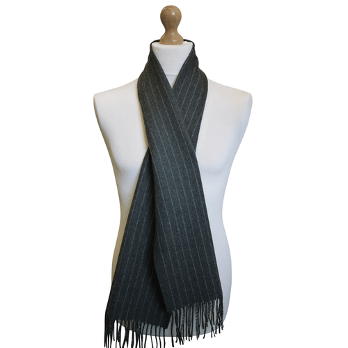 Maalbi Luxury Italian Virgin Wool Pin Stripe Scarf - Grey