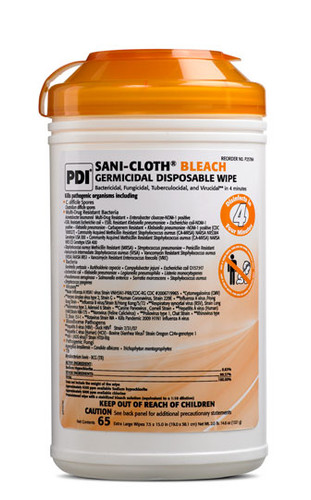 PDI Sani-Cloth Bleach Germicidal Disposable Wipes X-Large Case P25784