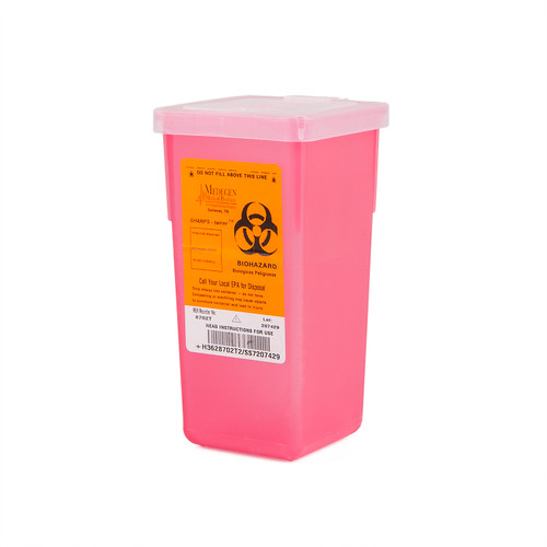 Medegen 1 Quart Translucent Red Sharps Container with Biohazrd Labeling 8702T