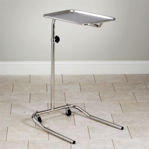 Clinton Adjustable Single Post Stainless Steel Mayo Stand with Tray