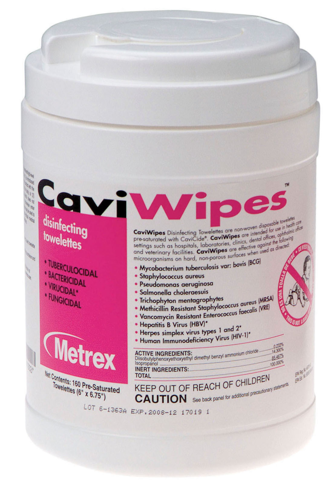 Metrex CaviWipes Surface Disinfectant Towelettes Item 13-1100 case