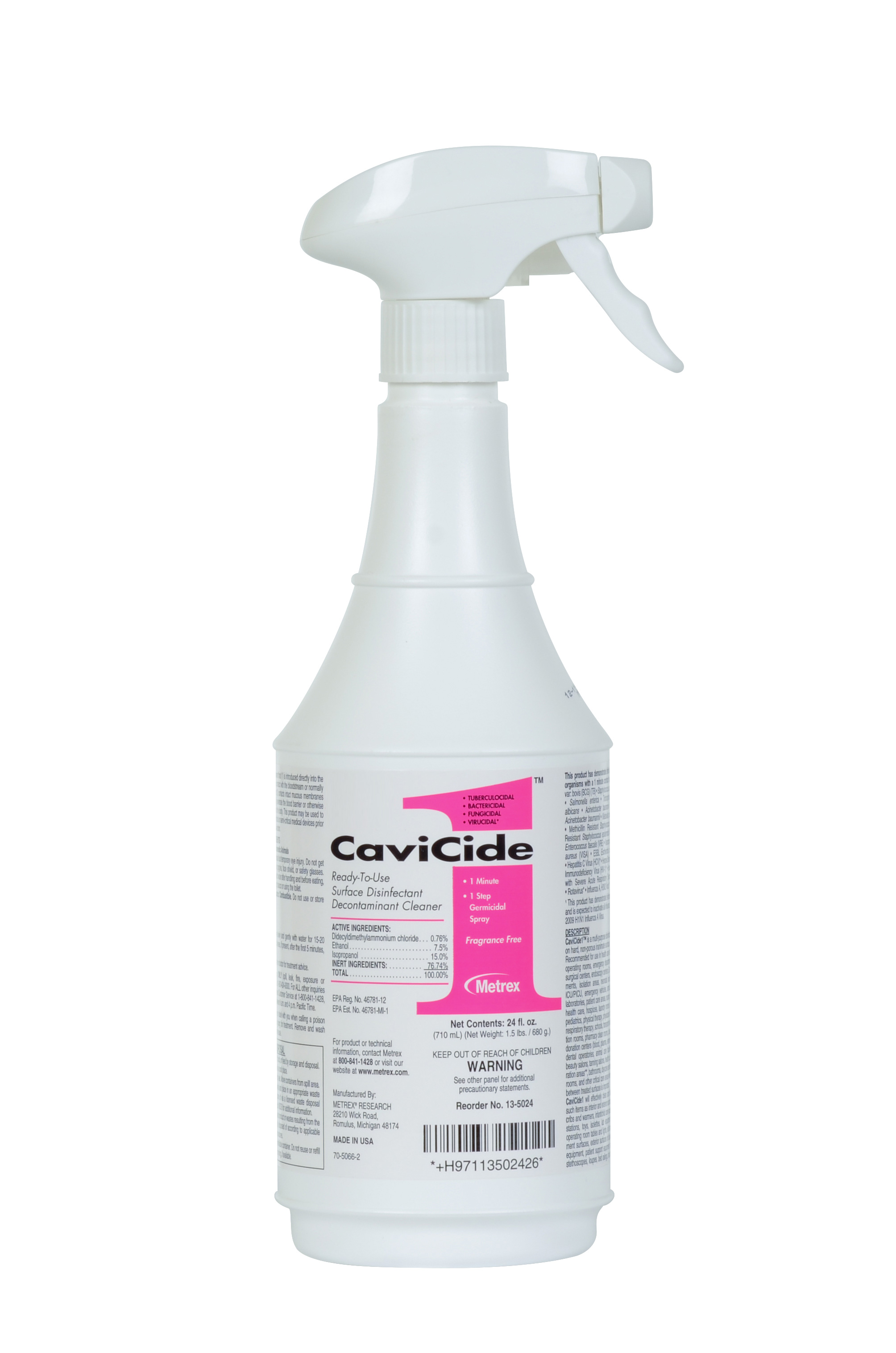 Metrex Cavicide1 Surface Disinfectant 24 oz Spray Case Item 13-5024
